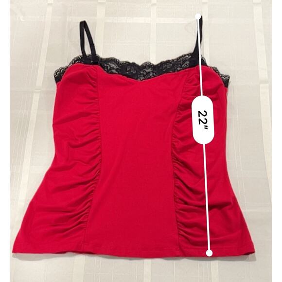 Vintage Cache Women’s Lacey Cami Tank Red Ruched Whimsigoth 90s Y2K Fairy Medium - Picture 7 of 7